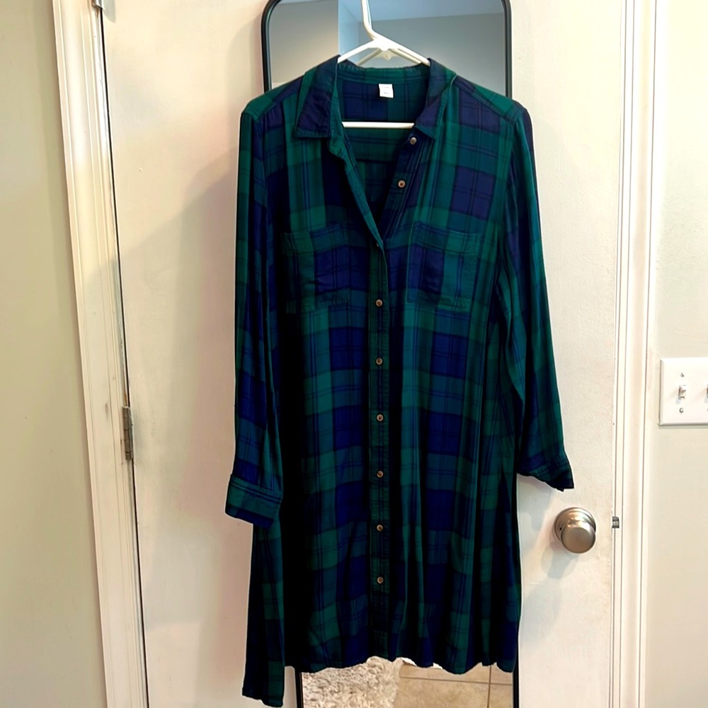 Old Navy blue and green plaid dress XL